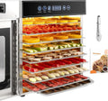 Kwasyo Dörrautomat aus Edelstahl mit 8 Etagen, präzisem Temperaturregler und 24-Stunden-Timer, BPA-frei, ideal für Obst, Fleisch, Gemüse und Kräuter