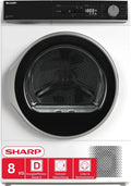 SHARP Wärmepumpentrockner 8 kg, LED-Anzeige, Schontrommel, Anti-Knitter, Innenbeleuchtung, 15 Programme, leise, Energieeffizienz D