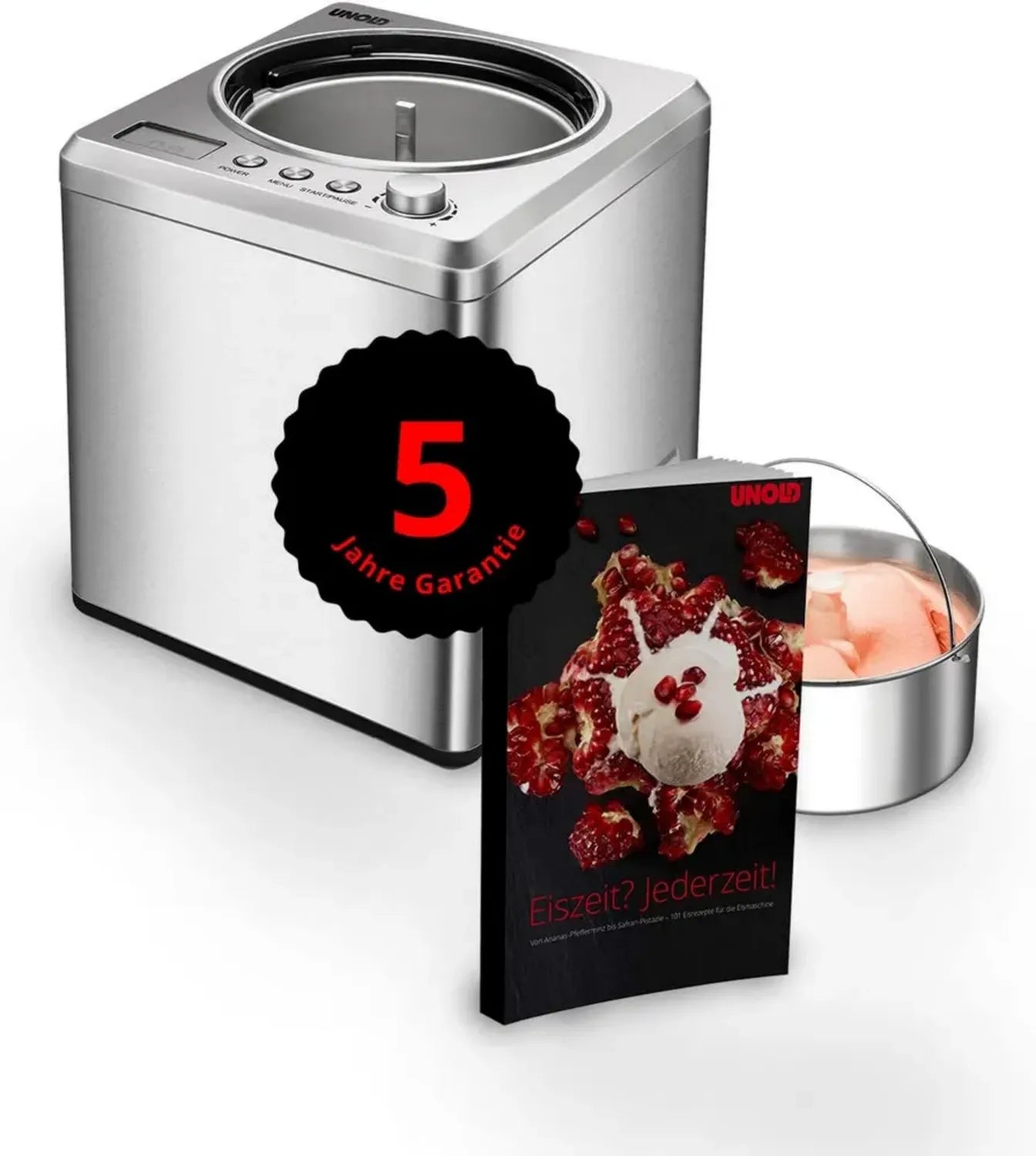 Unold 48872 Eismaschine mit Rezeptbuch, 2.0 L Edelstahl Kompressor