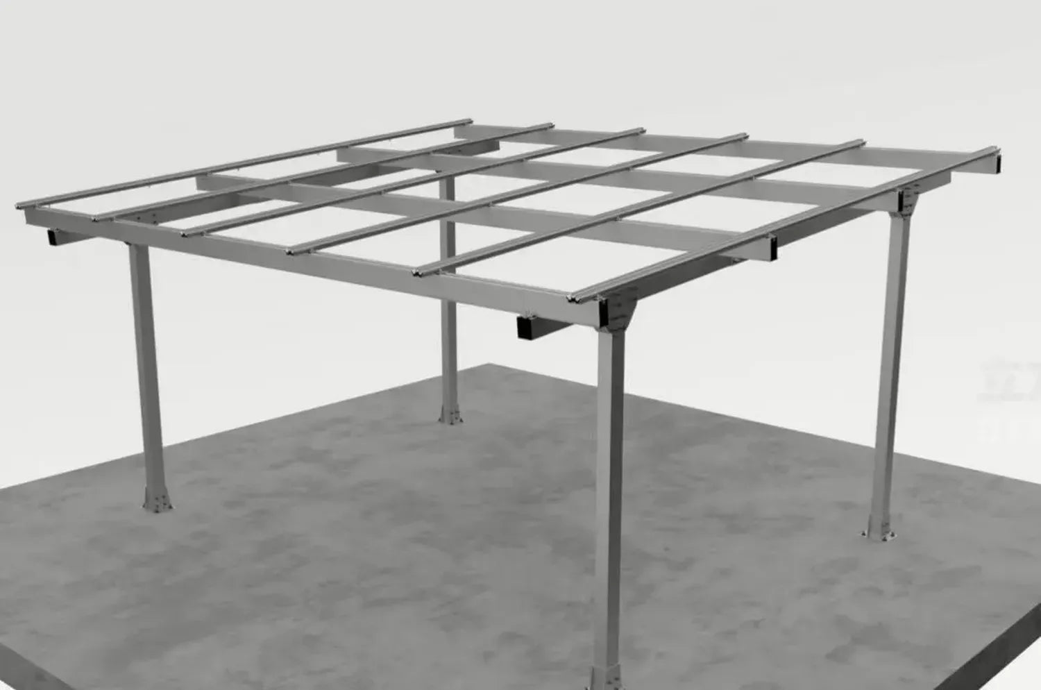 Doppel-Carport aus Aluminium für zwei Fahrzeuge, silber