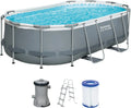 Bestway Power Steel Ovaler Pool mit Filterpumpe, 427x250x100cm, Grau