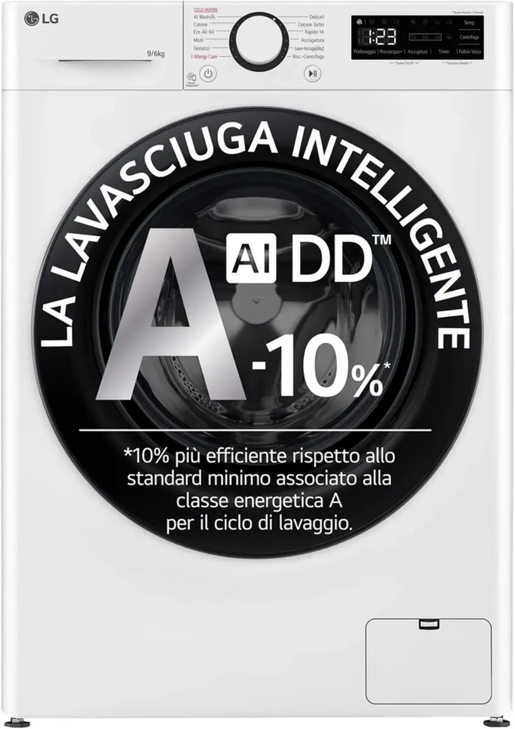 LG Waschtrockner 9/6 kg, Serie R3, AI DD, 1400 U/Min, Eco-Hybrid, Dampfwäsche, Allergy Care, Inverter Direct Drive, Weiß