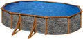 Paradies Pool® Ovaler Stahlwandpool 375x610x120cm, Komplettset mit Skimmer-Set und Leiter, Blaue 0,4mm Poolplane, Extra breiter Handlauf