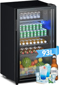 Devoko 93L Getränkekühlschrank mit RGB-Beleuchtung, verstellbare Regale, ideal für Zuhause, Büro und Events, schwarz