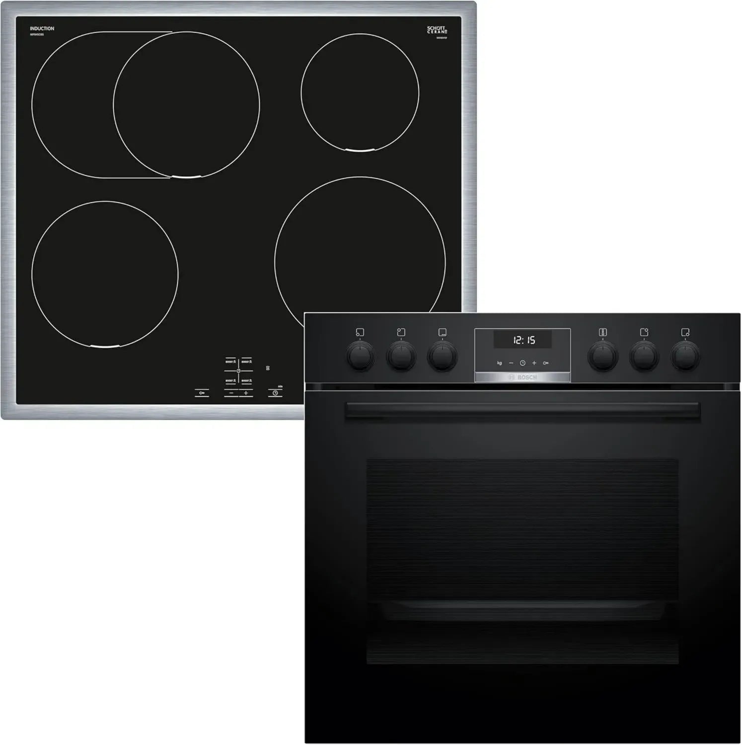 Bosch Einbauherd-Set HND615LS62, 60 cm, 3D Heißluft, Hydrolyse, LED-Display, Pizzastufe & Induktionskochfeld mit Bräterzone