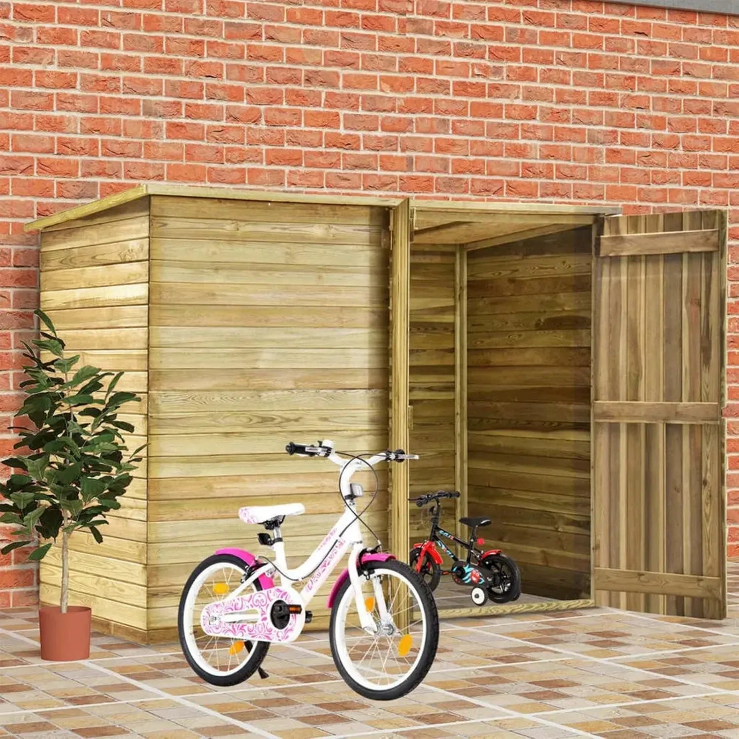 Tidyard Imprägnierte Kiefernholz Fahrradgarage 232x110x170 cm