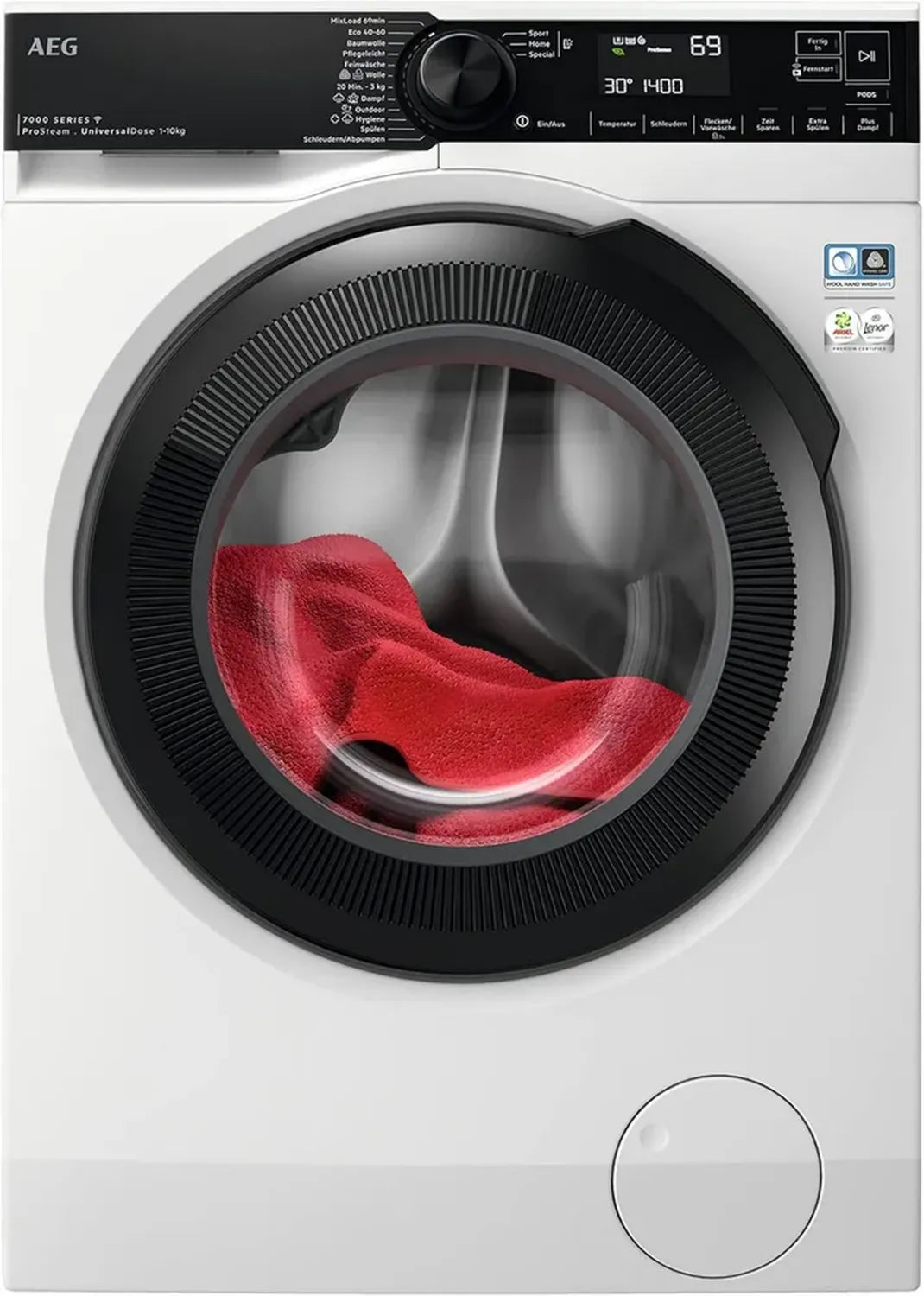 AEG Waschmaschine 10 kg, WiFi, UniversalDose, ProSteam-Auffrischen, Leise, Mengenautomatik, Nachlegefunktion, Kindersicherung, Wasserstopp, 1400 U/min