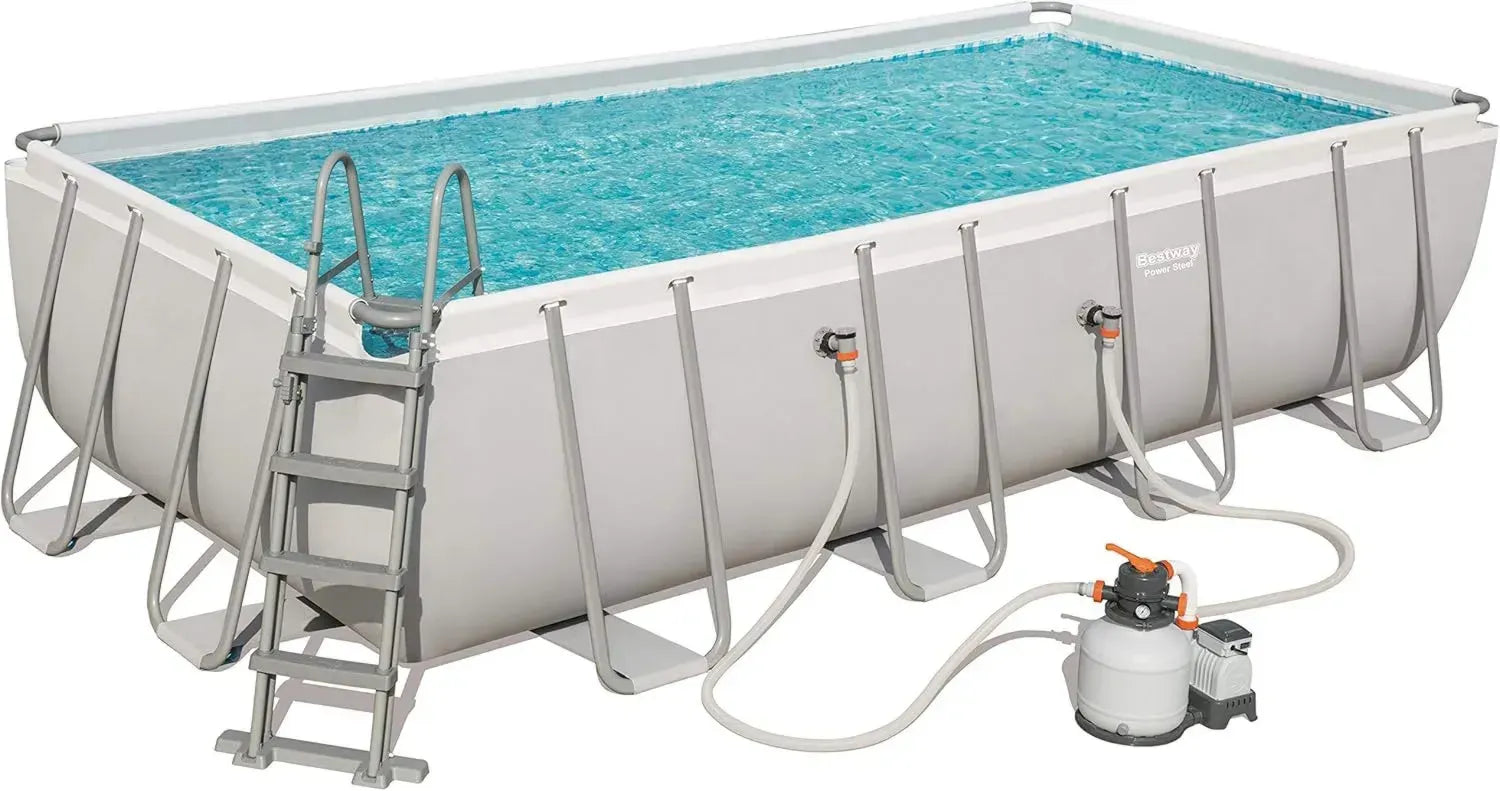 BESTWAY Rechteckiger Stahlrahmenpool 549x274x122 cm mit Sandfilter und Zubehör