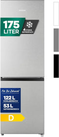 Heinrich Kühl-Gefrierkombination 175L, Energiesparend, 39dB Leise, LED-Beleuchtung, Inox Design, 7 Temperaturstufen
