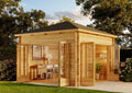 Holz-Gartenhaus Sunshine ISO mit großer Doppeltür, Braun, 40 mm Wandstärke