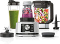 Ninja Foodi Power Nutri Mixer, 3-in-1 Standmixer für Smoothies, Aufstriche & gefrorene Drinks, Automatikprogramme, 2,1L Krug, 700ml Becher, 400ml Schüssel, 1200W, Silber