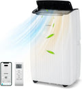 COSTWAY 12000BTU Mobiles Klimagerät, 4-in-1 Funktion mit Heizung, Ventilator & Entfeuchter, 24-Stunden-Timer, Schlafmodus, Fernbedienung & Installationsset, geeignet für Räume bis 42 m²