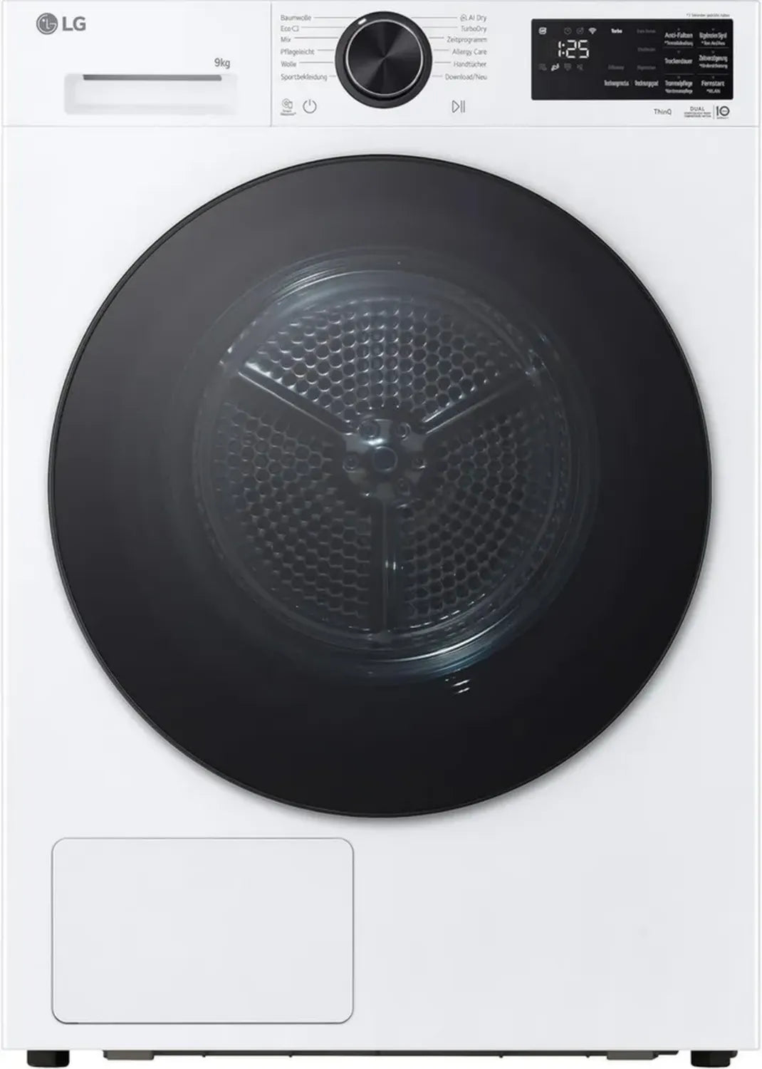 LG Wärmepumpentrockner 9 kg mit AI Dry und TurboDry, Energieklasse B, Selbstreinigender Kondensator, Weiß