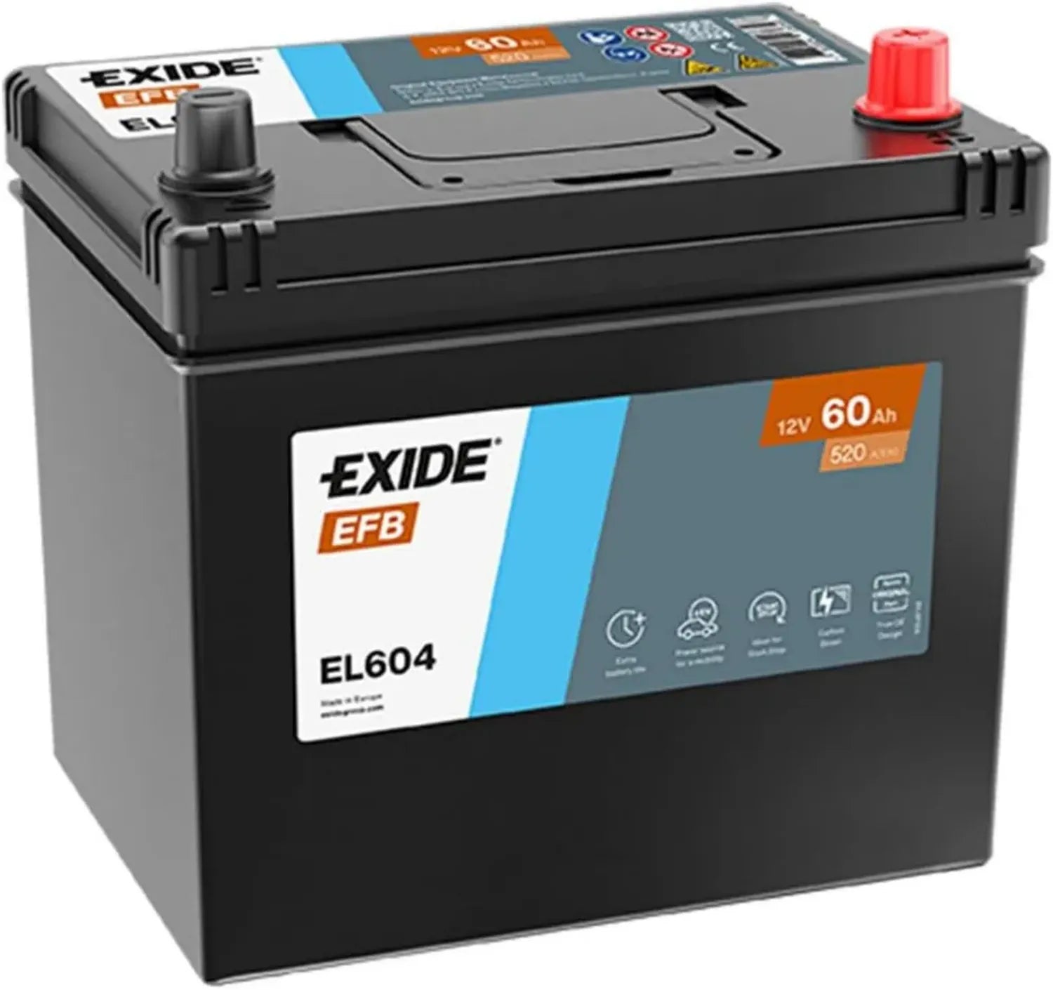 EXIDE EL604 EFB 60Ah 12V Autobatterie für Opel, Hyundai und Toyota