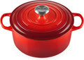Le Creuset Rundgusseisen-Bräter 24 cm mit Deckel, Induktionsgeeignet, 4,2 l, Kirschrot