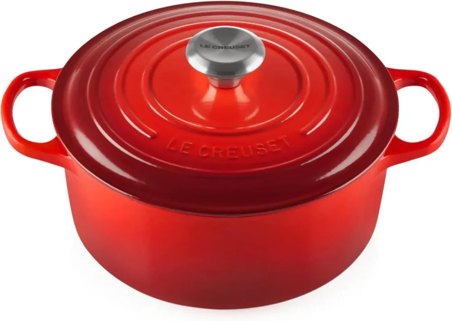 Le Creuset Rundgusseisen-Bräter 24 cm mit Deckel, Induktionsgeeignet, 4,2 l, Kirschrot